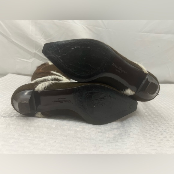 Salvatore Ferragamo Calf Hair Leather Knee High Boots Brown 6.5 - Picture 7 of 14